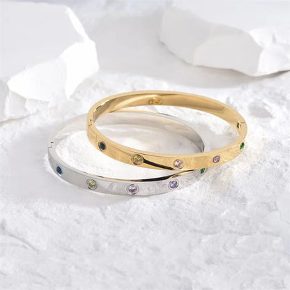 Gold Color Zircon Cross Nut Nail Bracelet for Women - Smarsty