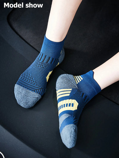3Pair Professional Fitness Sports Socks Towel Bottom Non-Slip Running Socks Men Women Short Quick-Drying Basketball Training Sox - Smarsty