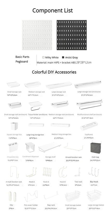New DIY Pegboard Accessories Hanging Shelf Storage Hooks Wall Organizer No Punching Crafts Organization For Garage Kitchen Room