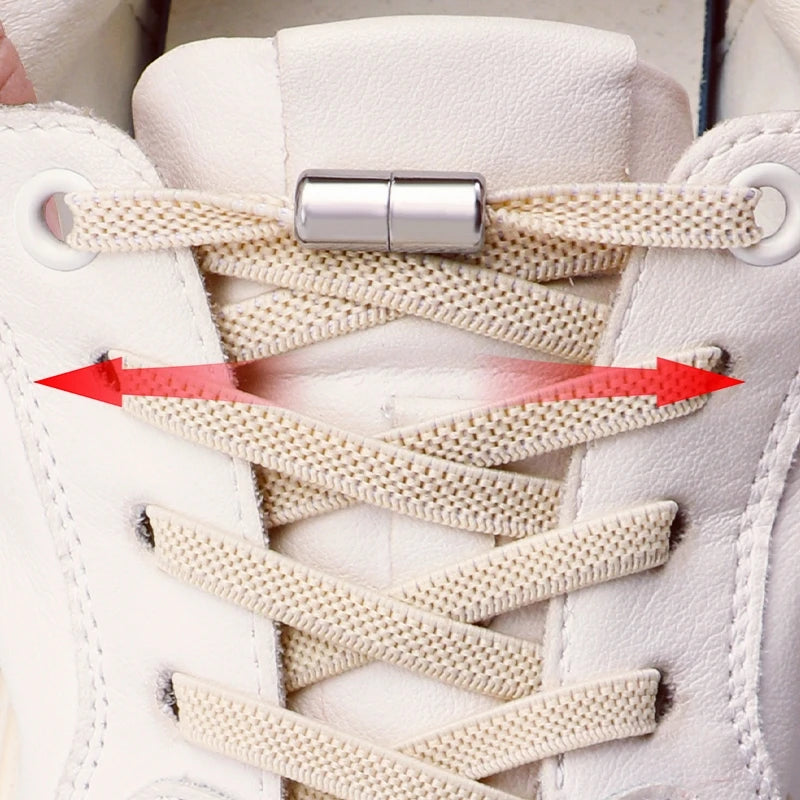 1Pair Elastic Laces Sneakers No Tie Shoe laces Capsule Lock Shoelaces Without ties Kids Adult 0.6cm Flat Shoelace for Shoes - Smarsty