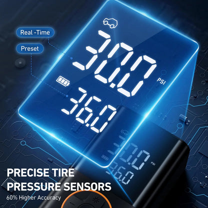 Tire Inflator Portable Air Compressor, 8000mAh Cordless Air Pump for Car Tires, 150 PSI Electric Bike Tire Pump