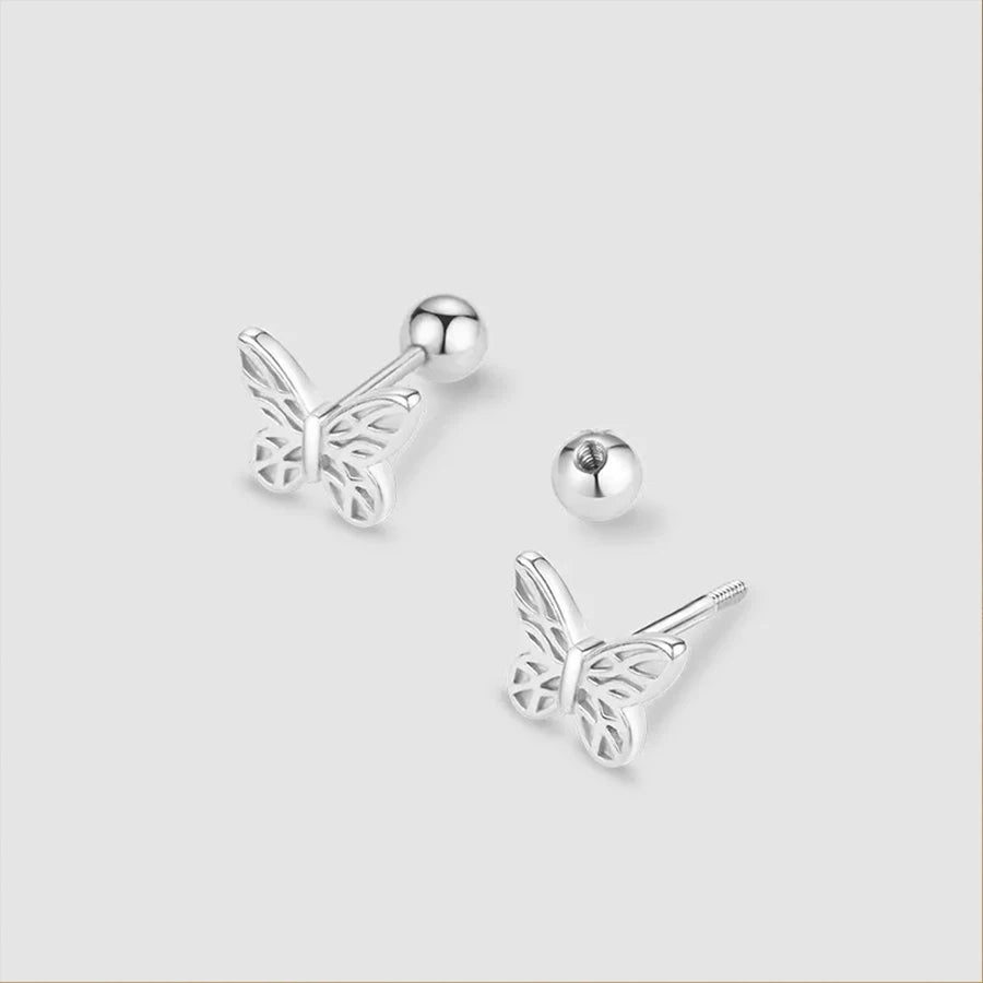 925 Silver Tragus Piercing Helix Studs Butterfly Heart - Smarsty