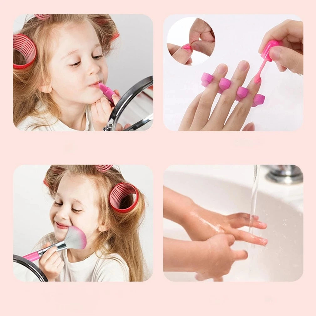 Children Makeup Cosmetics Pretend Playing Box Princess Make Up Girl Toy Play Set Lipstick Eye Shadow Safety Nontoxic Kit Toy Kid - Smarsty