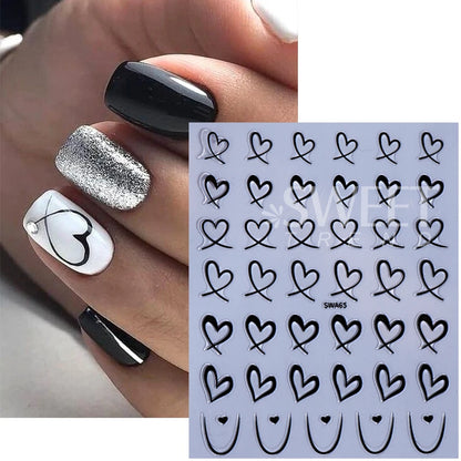 Valentine's Day Nail Art Stickers 3D Heart Designs - Smarsty