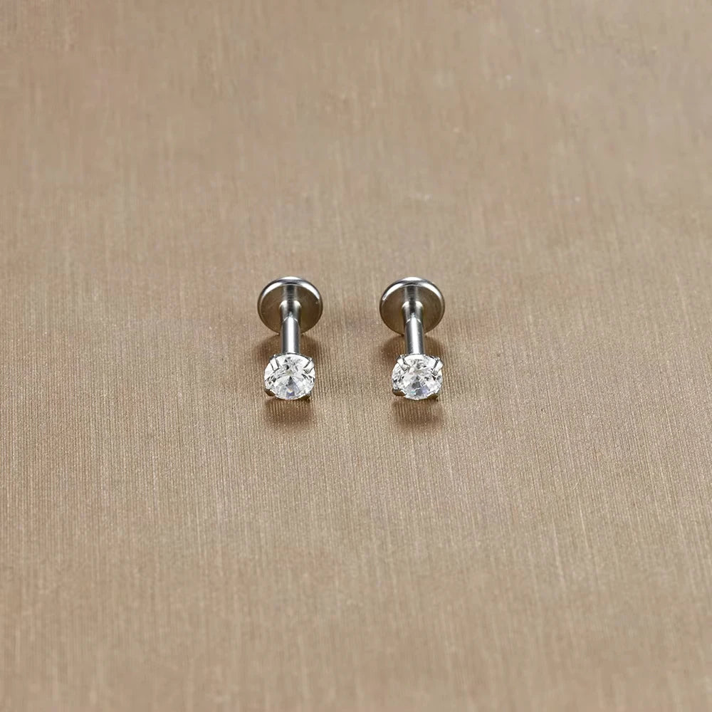 Labret Tragus Stud 16G Surgical Stainless Steel CZ Crystal - Smarsty
