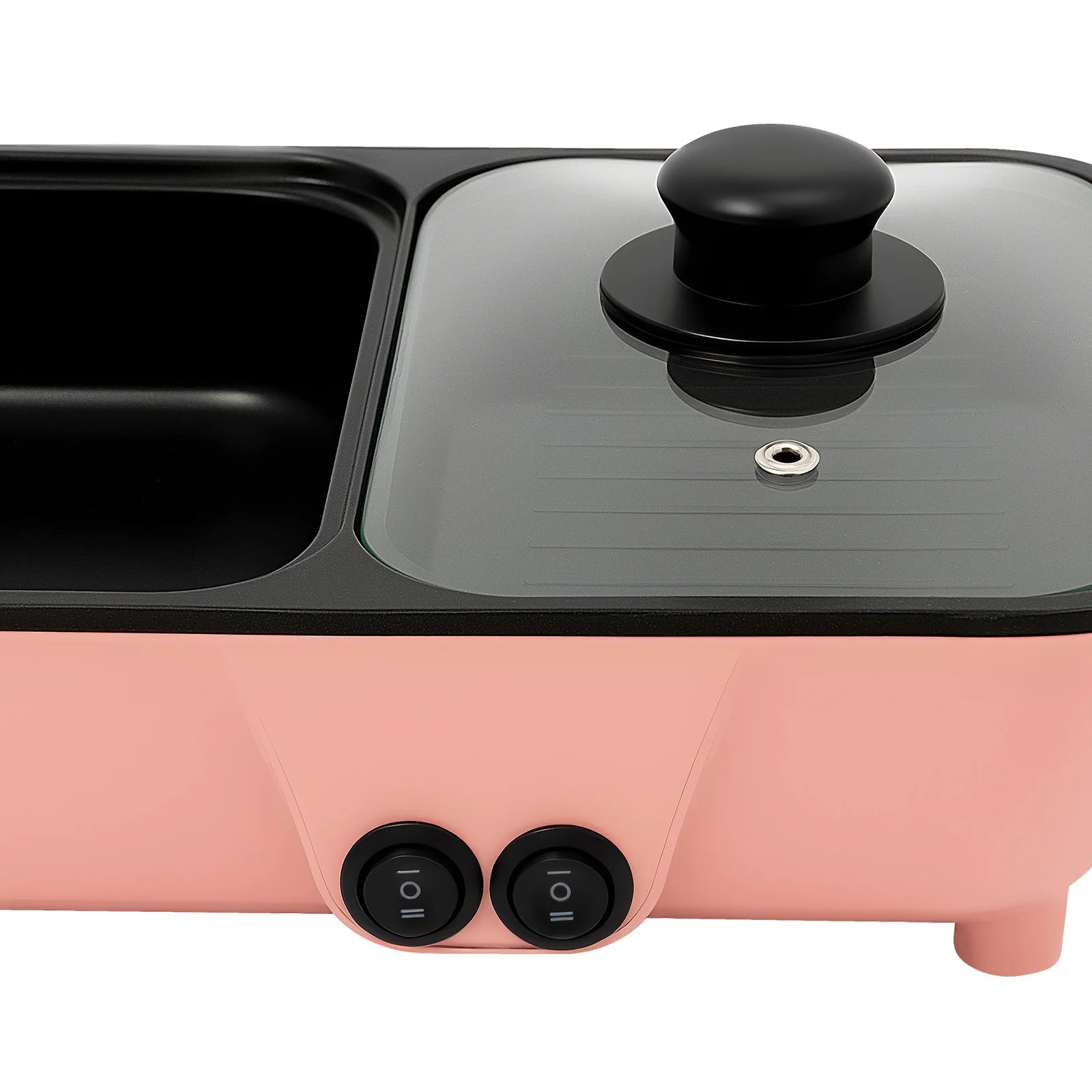2-in-1 Electric Hot Pot with Griddle Tabletop Non-stick Pan Vegetable Grill Cooker BBQ Shabu Pot Household Noodles Cooking Pot