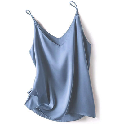 2024 Summer Camisole Slim Vest Sexy Women Sleeveless V-Neck Gray Tee Tank Tops Female Solid Black/White Korean Crop Tops Y2k - Smarsty