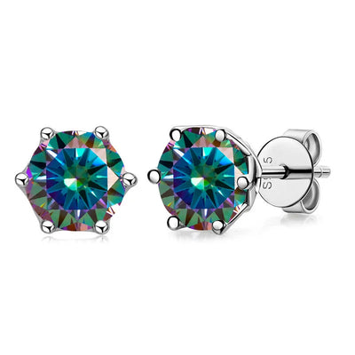 Moissanite Stud Earrings Sterling Silver VVS D Sparkle - Smarsty