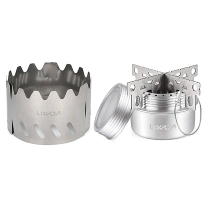 Outdoor Mini Alcohol Stove Aluminum Alloy Alcohol Stove with Lid Outdoor Camping Hiking Backpacking Cooking Stove