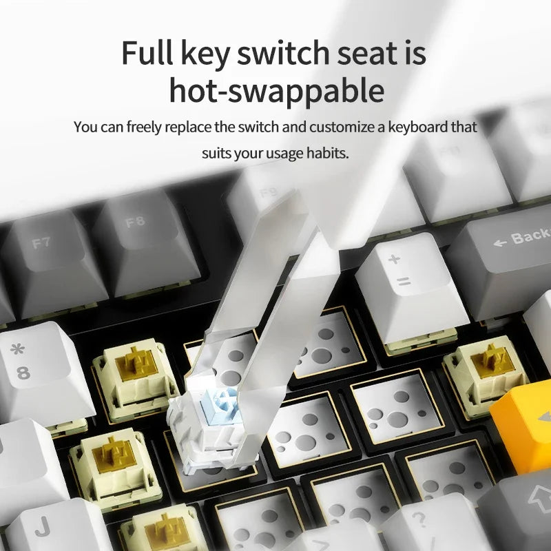 Tri Mode Gaming Keyboard With Hot Swap 104 Keys Gasket