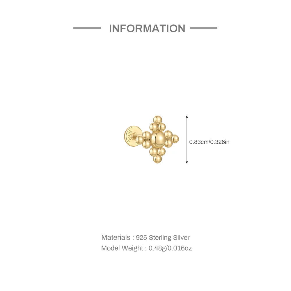 925 Silver Star Moon Zircon Stud Earrings Hypoallergenic - Smarsty