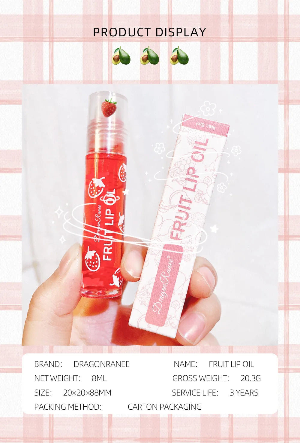 Hydrating Avocado Lip Oil Roller for Moisturized Lips - Smarsty