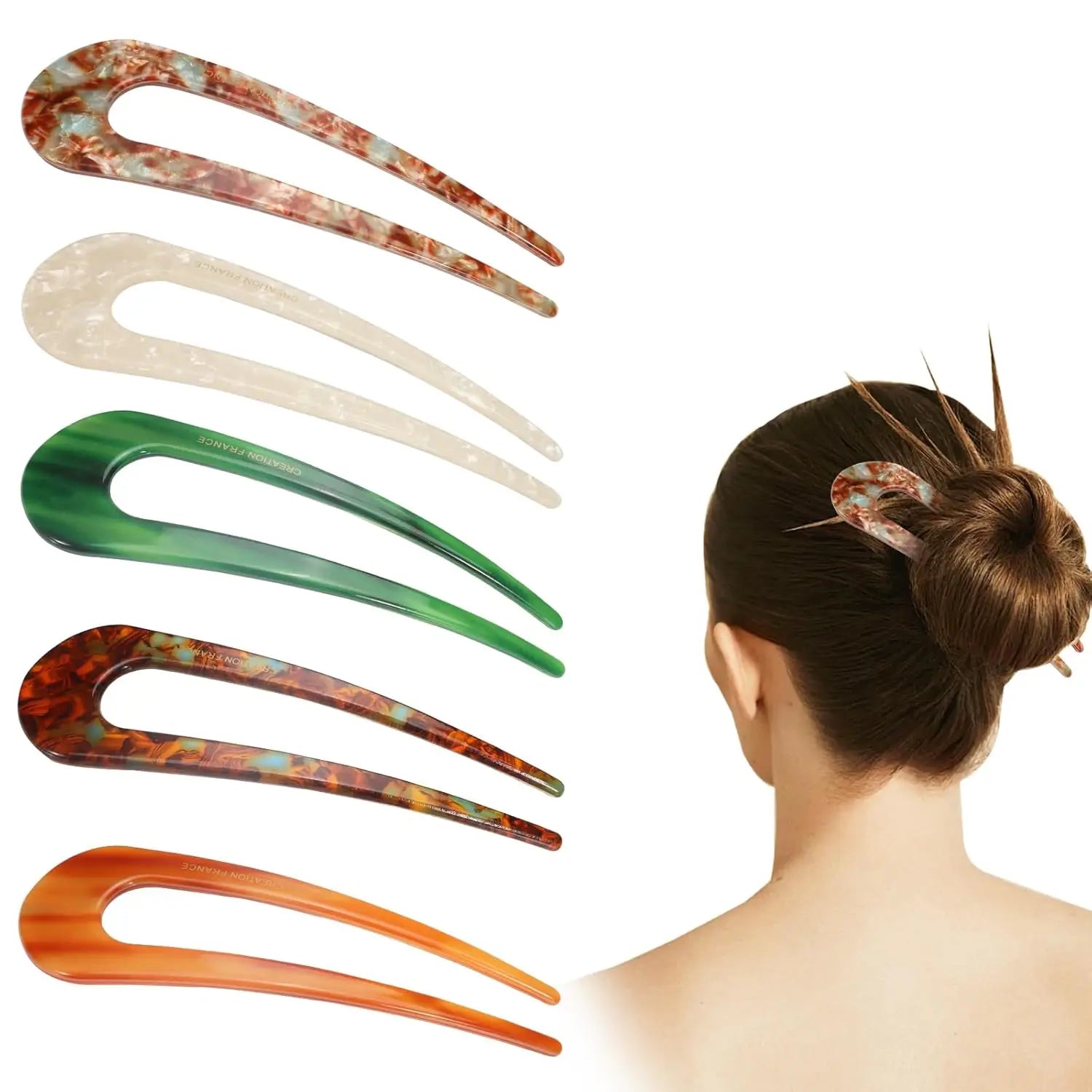 Elegant U-Shaped Hairpin with Mineral Pattern for Women - Smarsty