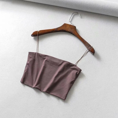 2024 Summer Women's Crop Top Sexy Elastic Cotton Camis sleeveless Short Tank Top Bar - Smarsty