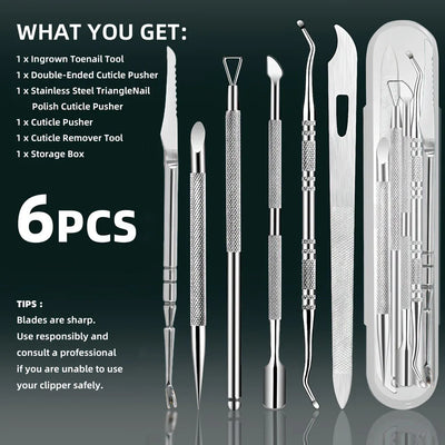 Stainless Steel Cuticle Remover Set for Manicure and Pedicure - Smarsty