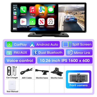 4K Dash Cam Dual Lens Car DVR With Wireless CarPlay - Smarsty