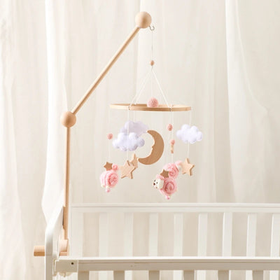 Baby Crib Mobile Bed Bell Rattle Toys Wooden Crochet Stars Pendant Bed Bell Toys Newborn Comfort Crib Bracket Hanging Toys Gifts by Smarsty