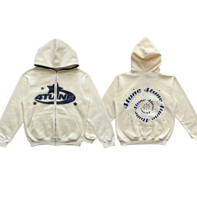 New Clothes Star Letter Print Retro Oversized Hoodie Women Y2K Street Hip-Hop Color Harajuku Casual Zipper Women Sweatshirt - Smarsty