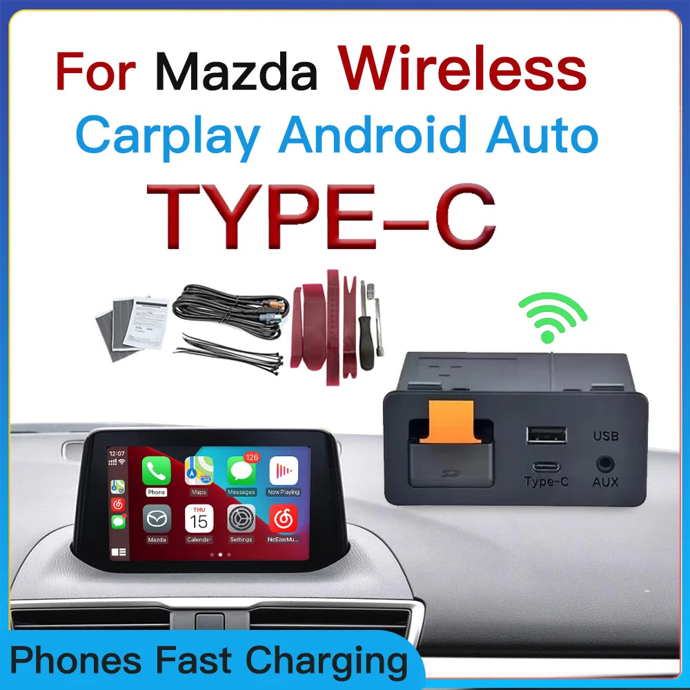 Wireless type-c CarPlay Android Auto Adapter UBS Hub OEM for Retrofit Mazda 2 3 6 CX3 CX5 CX8 CX9 MX5 Demio Miata TK78669U0C Kit