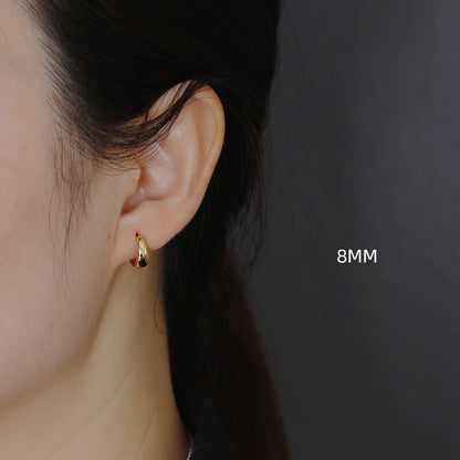 925 Sterling Silver Wide Gothic Huggies Hoop Earrings - Smarsty