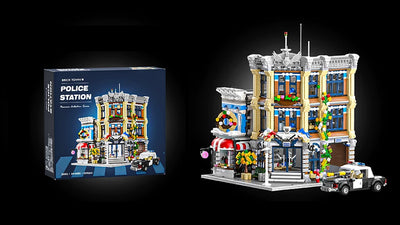 Brick Town Police Station House Buildings Sets,City Apartment Store Model Modular Buildings Blocks Gift for Adults Kids 3200PCS