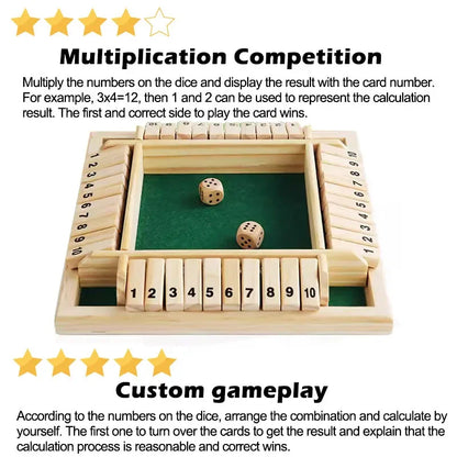 Wooden Dice Board Game Shut The Box for 4 Players Flaps & Dices Game Parent-children Interaction Family Entertainment by Smarsty