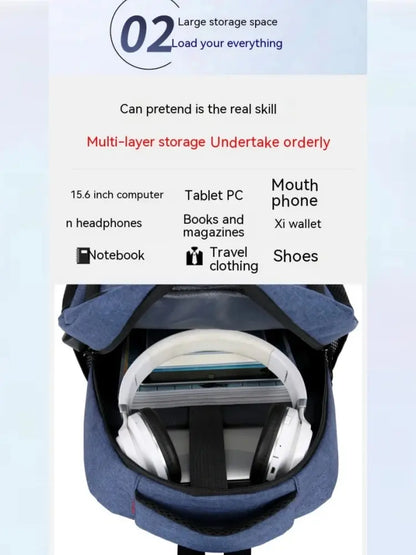 Mens BackPack LargeCapacity Simple Fashion Travel Female Student ComputerBag - Smarsty