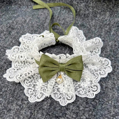 Cute Cat and Dog Tie Pet Drool Towel with Lace - Smarsty