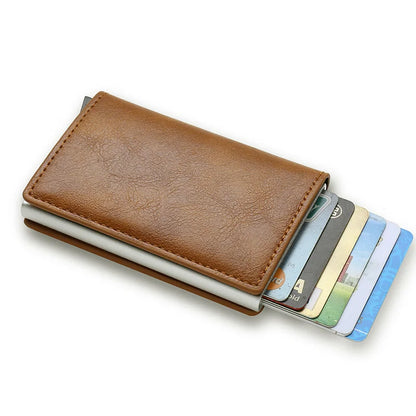 Anti Rfid Carbon Fiber ID Credit Card Holder Men Wallets Mini Automatic Pop up Bank Cardholder Case Minimalist Vallet Choice