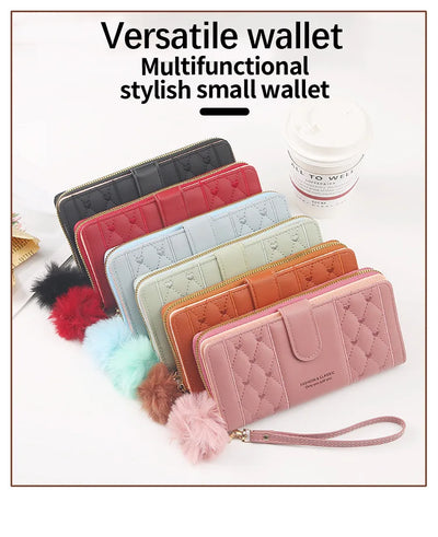 Women Long Wallet Pu Leather Card Holder Large Capacity Hasp Zipper Coin Purse Multi Card Organizer Cell Phone Wristlet Handbag - Smarsty