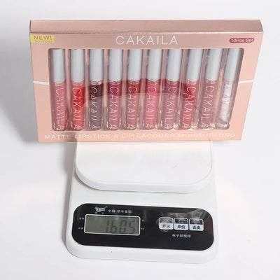 CAKAILA 10 Piece Nude Lip Gloss Set Long Lasting Velvet Finish - Smarsty