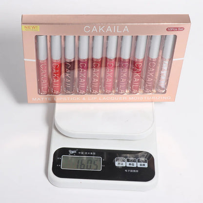 CAKAILA 10 Piece Nude Lip Gloss Set Long Lasting Velvet Finish - Smarsty