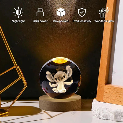 Lilo and Stitch 3D Crystal Ball Lamp Night Light - Smarsty