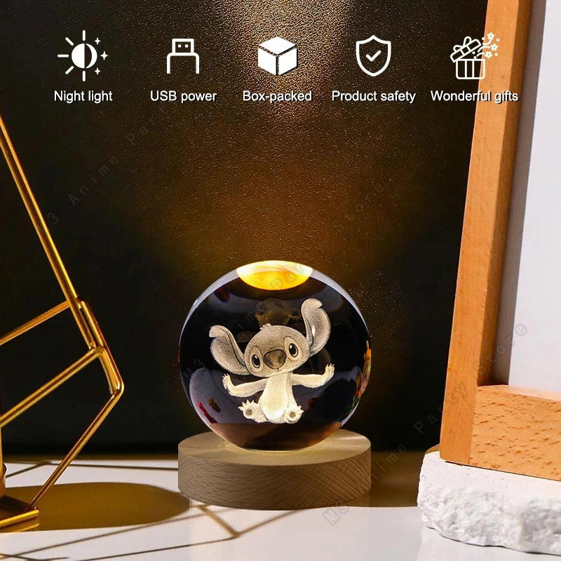 Lilo and Stitch 3D Crystal Ball Lamp Night Light - Smarsty