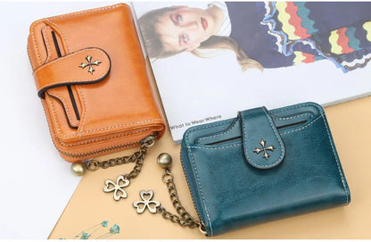 Women Wallets and Purses PU Leather Money Bag Female Short Hasp Purse Small Coin Card Holders Blue Red Clutch New Women Wallet - Smarsty