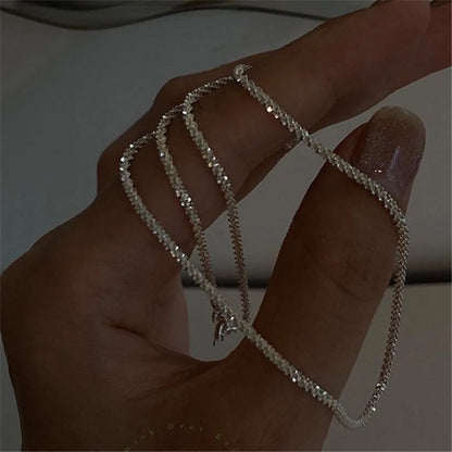 Shiny Silver Plated Necklace and Bracelet Jewelry Set - Smarsty