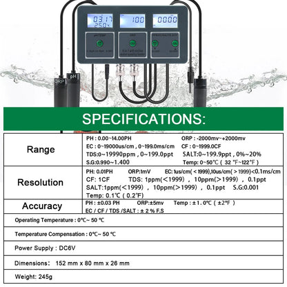 Tuya WiFi 8 In 1 Water Quality Tester with Digital Display - Smarsty
