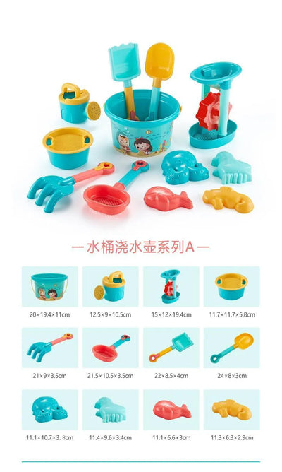 23PCS Summer Beach Set Toys For Kids Digging Sand Plastic Bucket Watering Bottle Shovels Children Beach Water Game Toys Tools by Smarsty