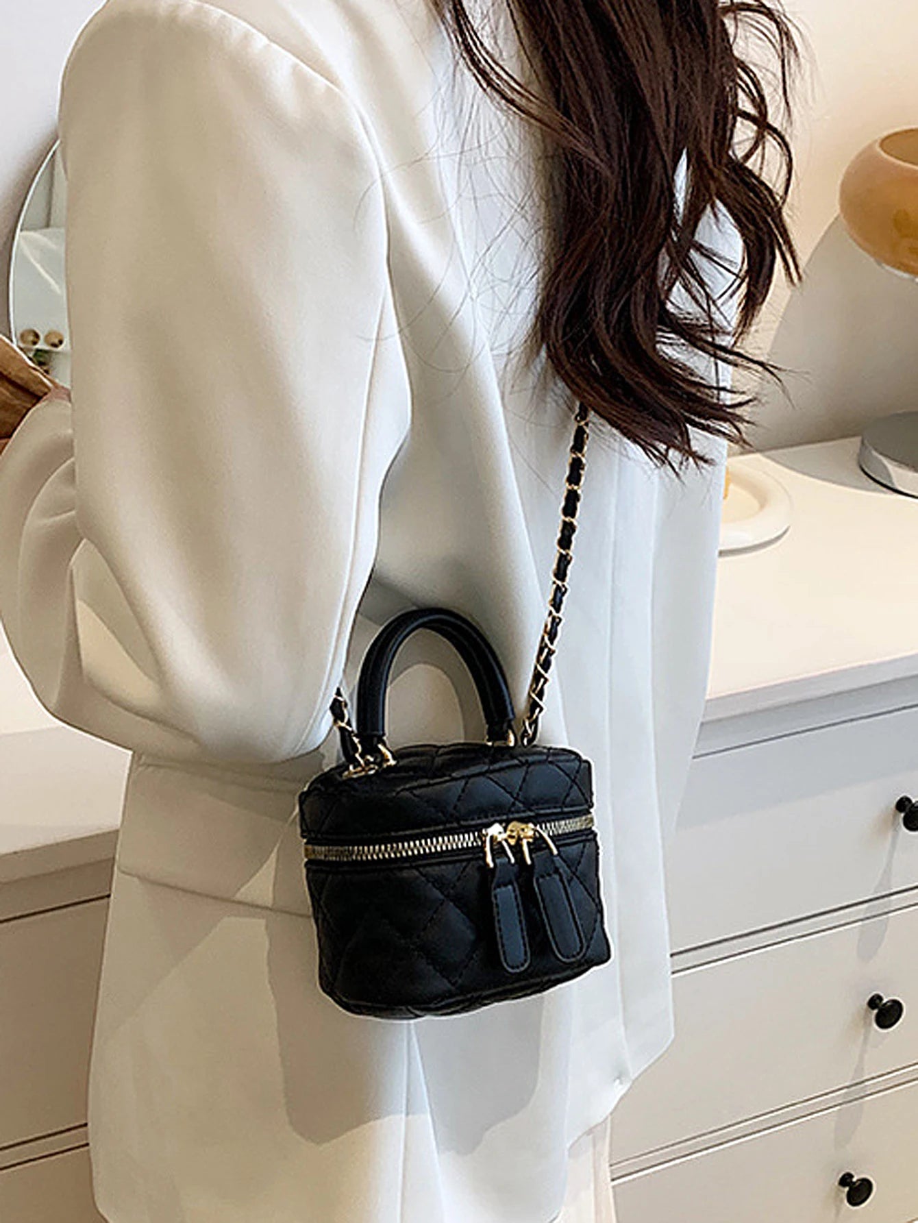 Mini Quilted Crossbody Bag PU Leather Designer Style - Smarsty