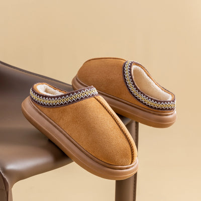Men's Plush Fleece Lined Slippers Winter Warm House Shoes with Thick EVA Sole for Indoor/Outdoor Use Cozy Non-Slip Home Footwear - Smarsty