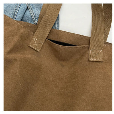 Womens Canvas Tote Bag Durable Spacious Zipper Closure - Smarsty