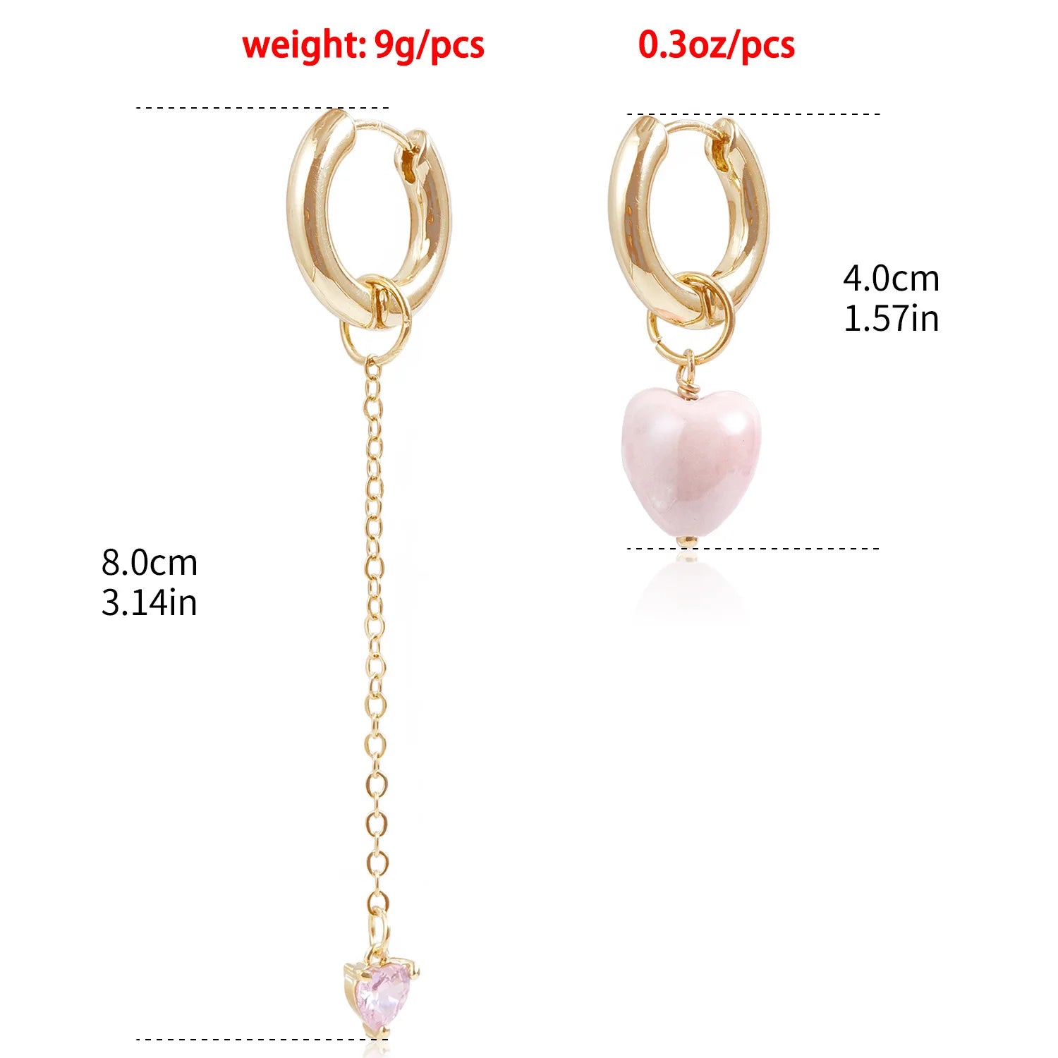 Heart-Shaped Tassel Earrings for Women Stylish Asymmetric Design - Smarsty