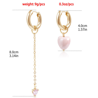 Heart-Shaped Tassel Earrings for Women Stylish Asymmetric Design - Smarsty