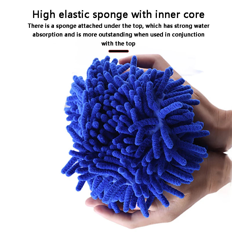 Absorbent Microfiber Chenille Car Wash Sponge Brush Kit - Smarsty