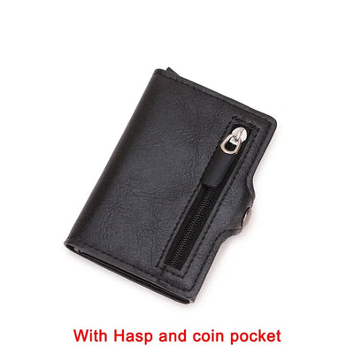 Carbon Fiber Rfid Blocking Men ID Credit Card Holders Wallet Leather Metal Business Bank CreditCard Cardholder Case Carteras - Smarsty