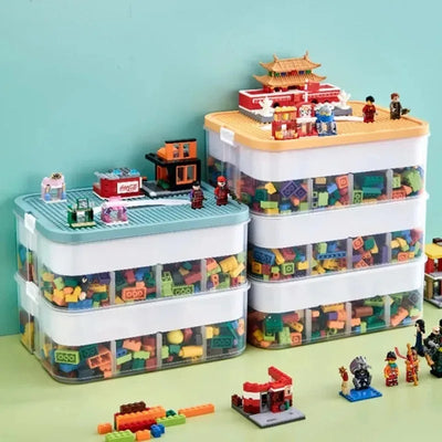1/2/3 Layers Kids Building Block Storage Box Adjustable Sundries Container Classified Small Storage Container Toy Organizer Box - Smarsty
