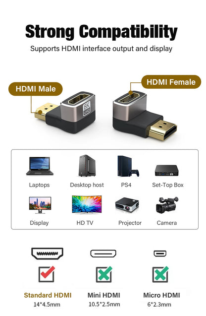 8K HDMI 2.1 Right Angle Cable for Easy Connections - Smarsty