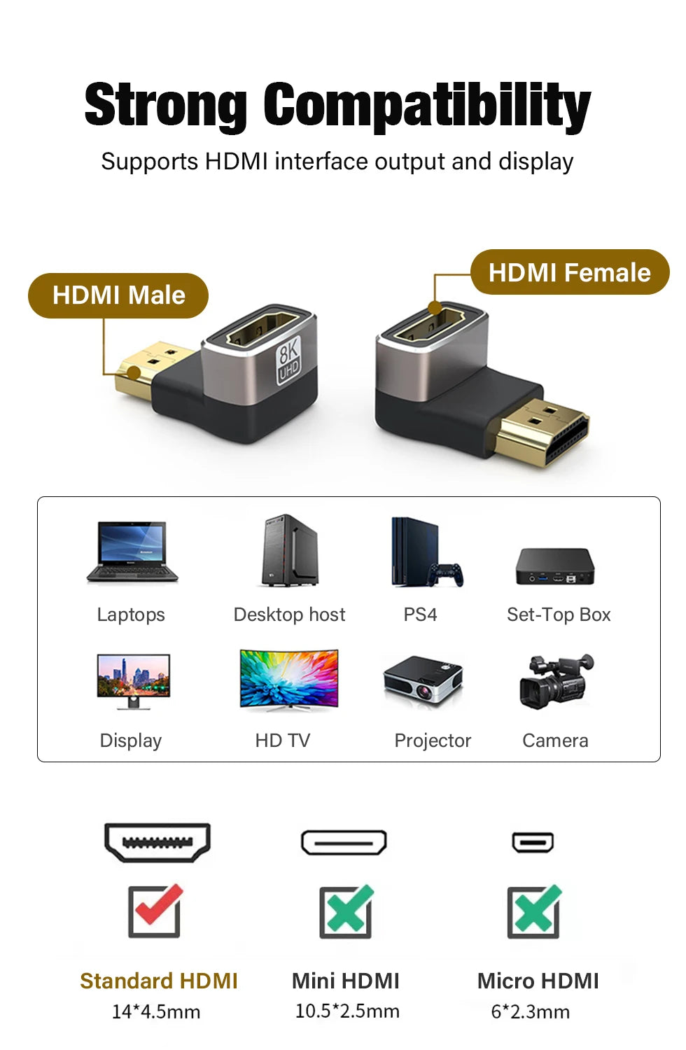 8K HDMI 2.1 Right Angle Cable for Easy Connections - Smarsty
