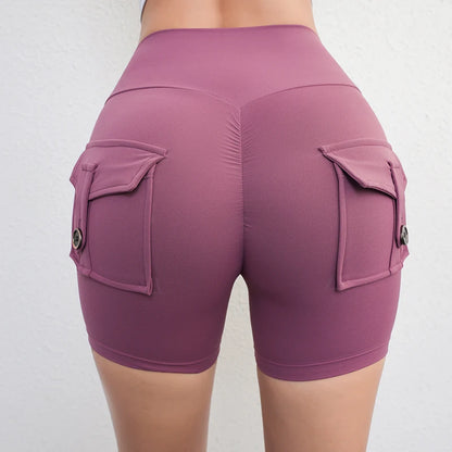 Peach Butt Fitness Shorts Women's Exercise Three-Quarter Pants Cargo Air Dry Pocket Yoga  Tight  Lift Summer - Smarsty