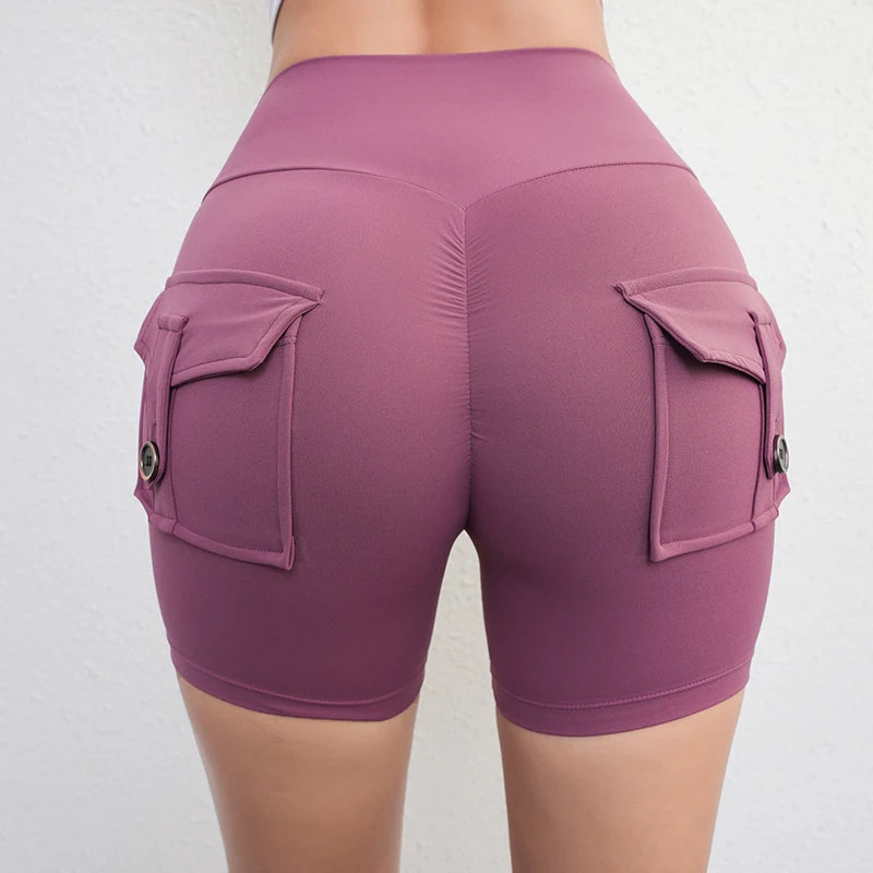 Peach Butt Fitness Shorts Women's Exercise Three-Quarter Pants Cargo Air Dry Pocket Yoga  Tight  Lift Summer - Smarsty